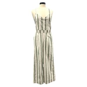 V&L Made In Italy Wide Leg Jumpsuit Women’s Medium Sleeveless White Green Stripe